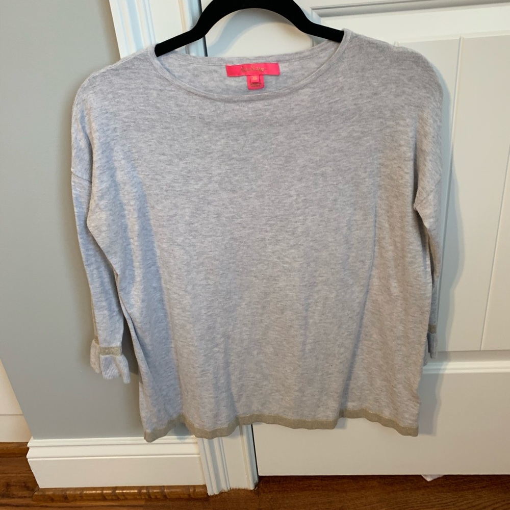 Lilly Pulitzer thin sweater - gray with gold trim - size XS